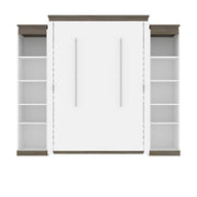 Modubox Murphy Wall Bed Orion 104"W Queen Murphy Wall Bed with 2 Narrow Shelving Units - Available in 2 Colours