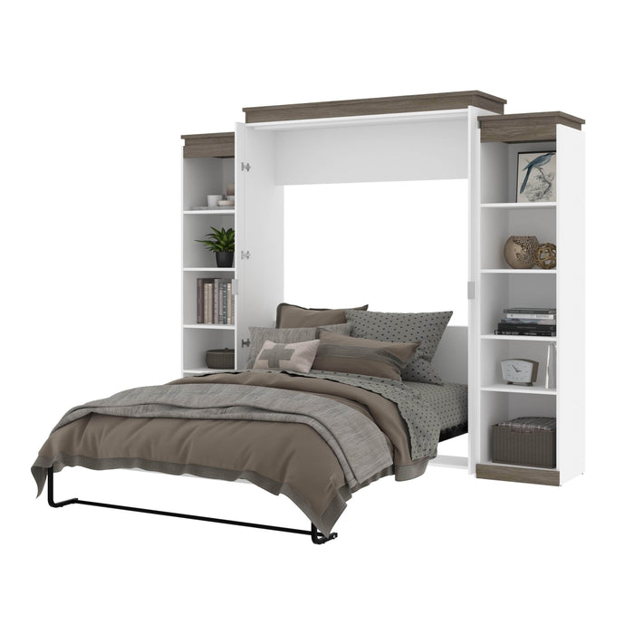 Modubox Murphy Wall Bed Orion 104"W Queen Murphy Wall Bed with 2 Narrow Shelving Units - Available in 2 Colours