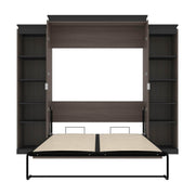 Modubox Murphy Wall Bed Orion 104"W Queen Murphy Wall Bed with 2 Narrow Shelving Units - Available in 2 Colours