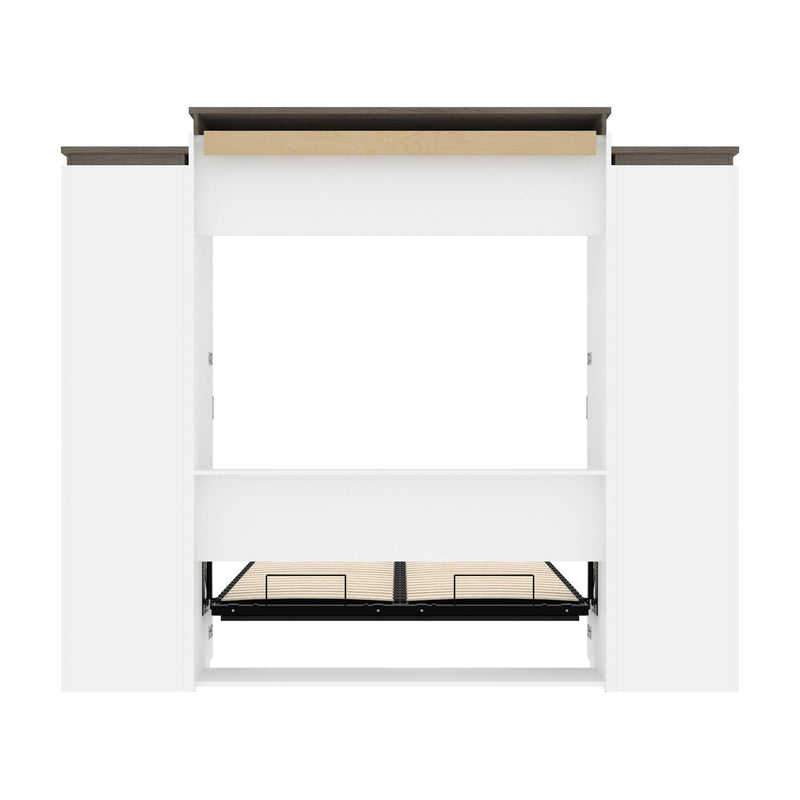 Modubox Murphy Wall Bed Orion 104"W Queen Murphy Wall Bed with 2 Narrow Shelving Units - Available in 2 Colours