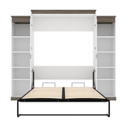 Modubox Murphy Wall Bed Orion 104"W Queen Murphy Wall Bed with 2 Narrow Shelving Units - Available in 2 Colours
