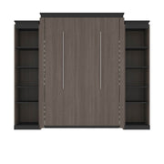 Modubox Murphy Wall Bed Orion 104"W Queen Murphy Wall Bed with 2 Narrow Shelving Units - Available in 2 Colours