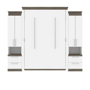 Modubox Murphy Wall Bed Orion 104"W Queen Murphy Wall Bed with 2 Storage Cabinets and Pull-Out Shelves - Available in 2 Colours