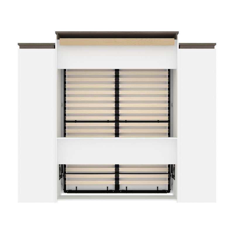 Modubox Murphy Wall Bed Orion 104"W Queen Murphy Wall Bed with 2 Storage Cabinets and Pull-Out Shelves - Available in 2 Colours