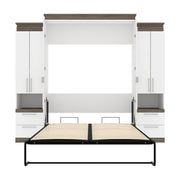 Modubox Murphy Wall Bed Orion 104"W Queen Murphy Wall Bed with 2 Storage Cabinets and Pull-Out Shelves - Available in 2 Colours