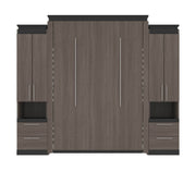 Modubox Murphy Wall Bed Orion 104"W Queen Murphy Wall Bed with 2 Storage Cabinets and Pull-Out Shelves - Available in 2 Colours