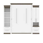 Modubox Murphy Wall Bed Orion 104"W Queen Murphy Wall Bed with Narrow Storage Solutions and Drawers - Available in 2 Colours