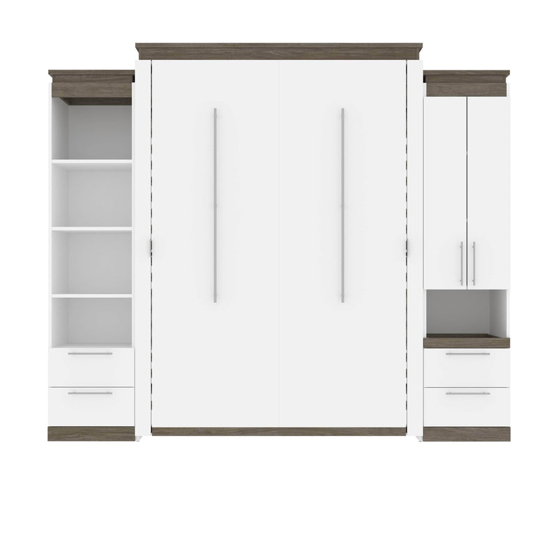Modubox Murphy Wall Bed Orion 104"W Queen Murphy Wall Bed with Narrow Storage Solutions and Drawers - Available in 2 Colours