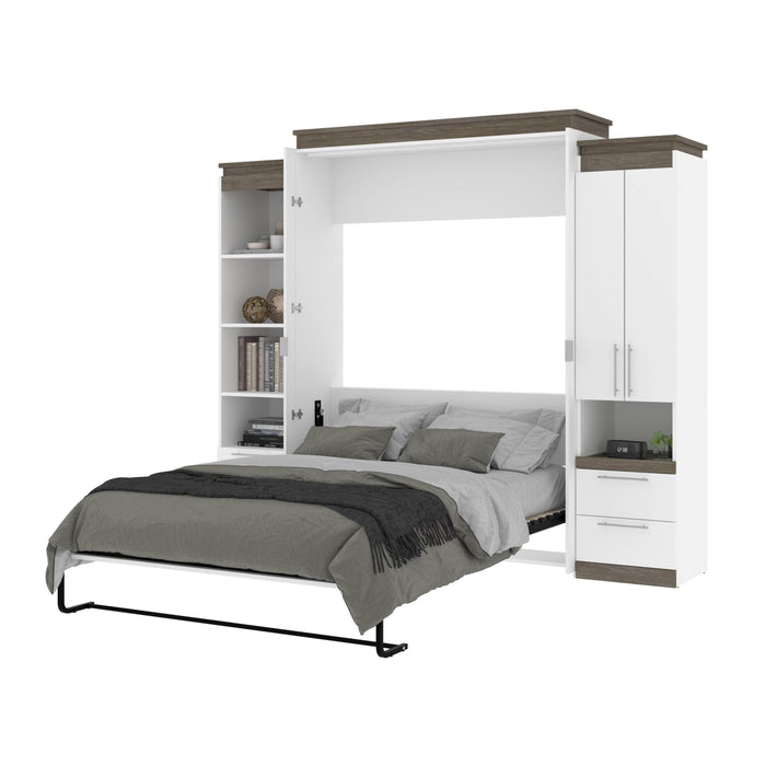 Modubox Murphy Wall Bed Orion 104"W Queen Murphy Wall Bed with Narrow Storage Solutions and Drawers - Available in 2 Colours