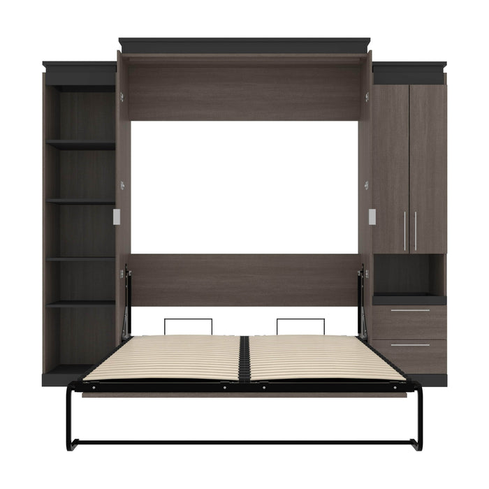 Modubox Murphy Wall Bed Orion 104"W Queen Murphy Wall Bed with Narrow Storage Solutions - Available in 2 Colours