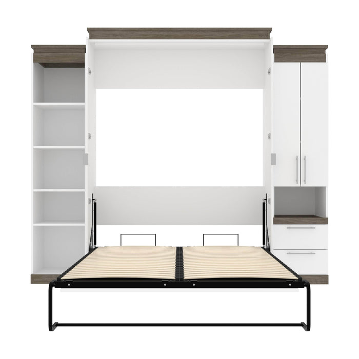 Modubox Murphy Wall Bed Orion 104"W Queen Murphy Wall Bed with Narrow Storage Solutions - Available in 2 Colours