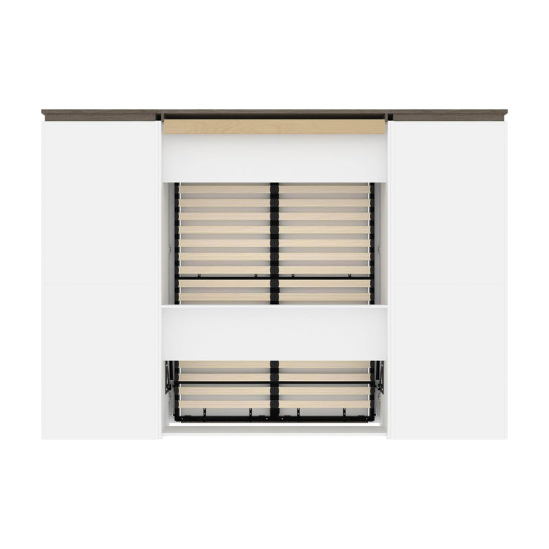 Modubox Murphy Wall Bed Orion 118"W Full Murphy Wall Bed and 2 Shelving Units - Available in 2 Colours