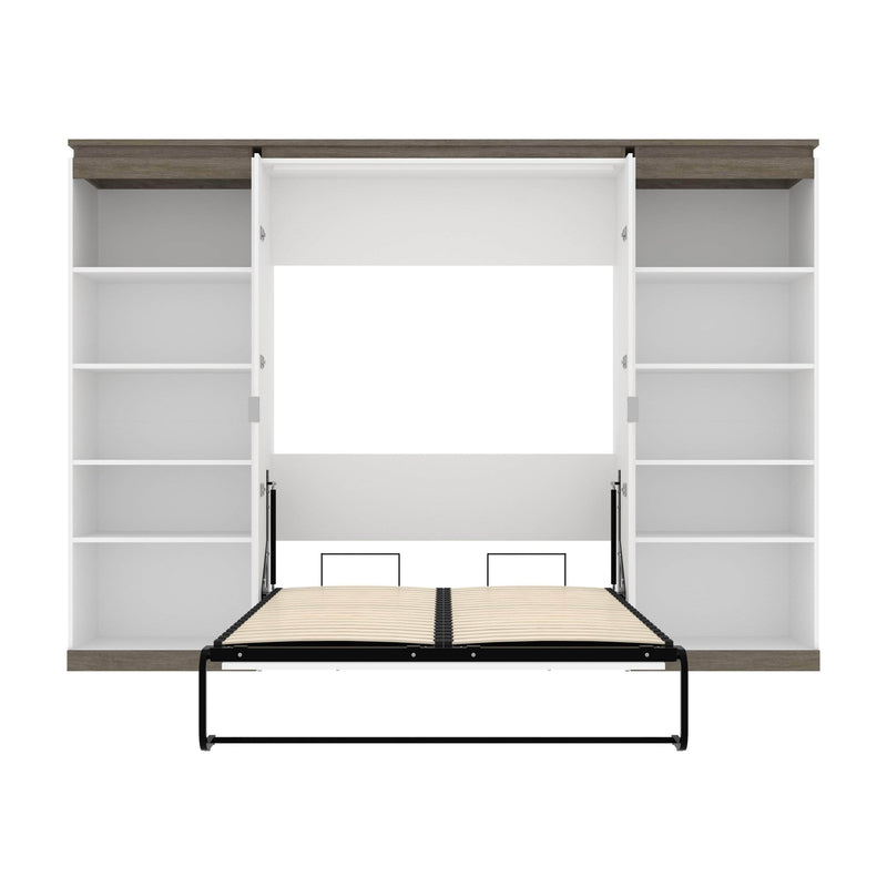 Modubox Murphy Wall Bed Orion 118"W Full Murphy Wall Bed and 2 Shelving Units - Available in 2 Colours