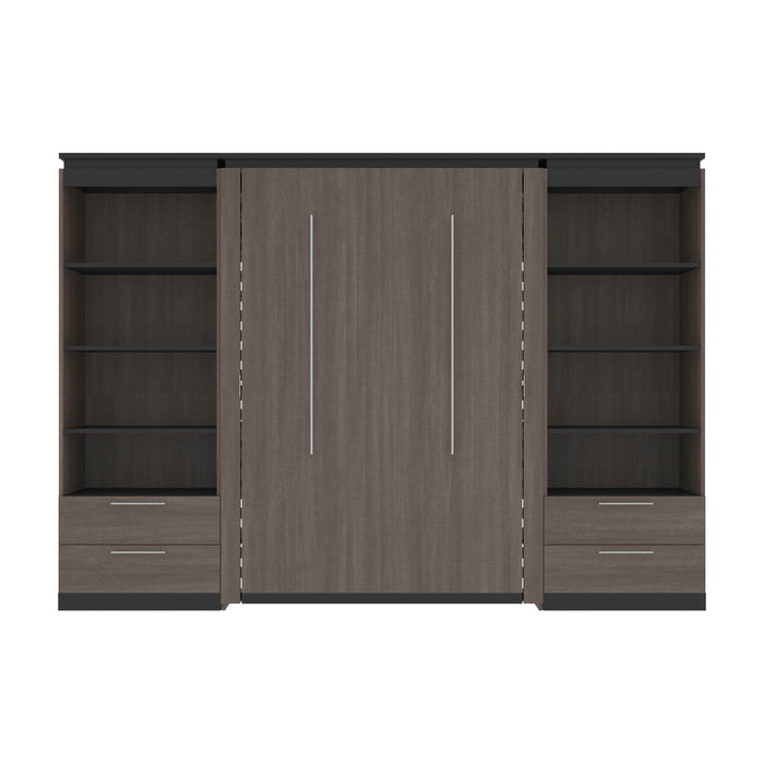 Modubox Murphy Wall Bed Orion 118"W Full Murphy Wall Bed with 2 Shelving Units and Drawers - Available in 2 Colours