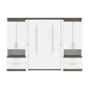 Modubox Murphy Wall Bed Orion 118"W Full Murphy Wall Bed with 2 Storage Cabinets and Pull-Out Shelves - Available in 2 Colours