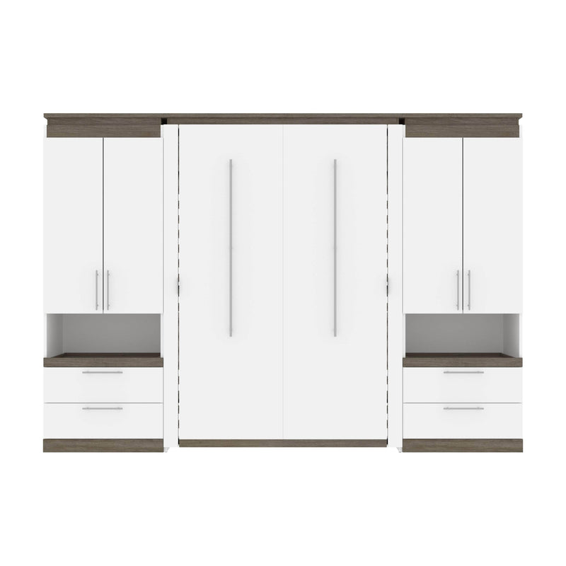 Modubox Murphy Wall Bed Orion 118"W Full Murphy Wall Bed with 2 Storage Cabinets and Pull-Out Shelves - Available in 2 Colours