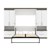 Modubox Murphy Wall Bed Orion 118"W Full Murphy Wall Bed with 2 Storage Cabinets and Pull-Out Shelves - Available in 2 Colours