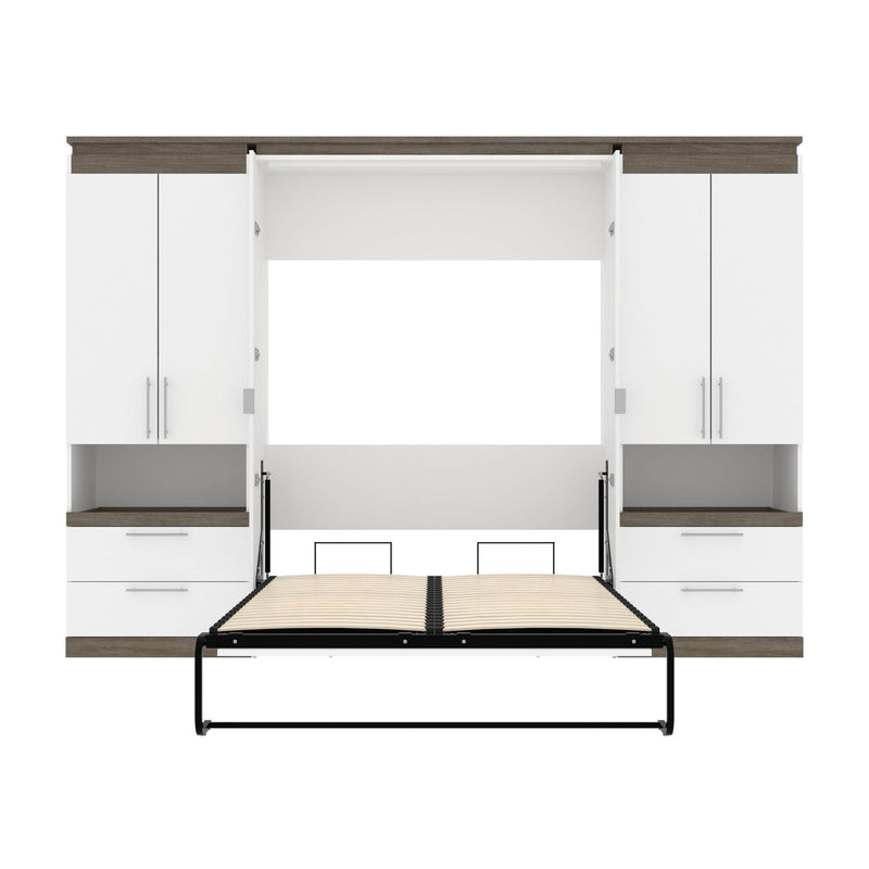 Modubox Murphy Wall Bed Orion 118"W Full Murphy Wall Bed with 2 Storage Cabinets and Pull-Out Shelves - Available in 2 Colours