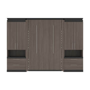 Modubox Murphy Wall Bed Orion 118"W Full Murphy Wall Bed with 2 Storage Cabinets and Pull-Out Shelves - Available in 2 Colours