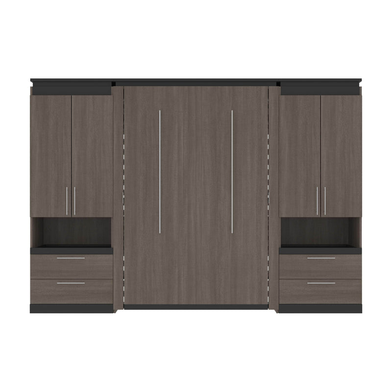 Modubox Murphy Wall Bed Orion 118"W Full Murphy Wall Bed with 2 Storage Cabinets and Pull-Out Shelves - Available in 2 Colours