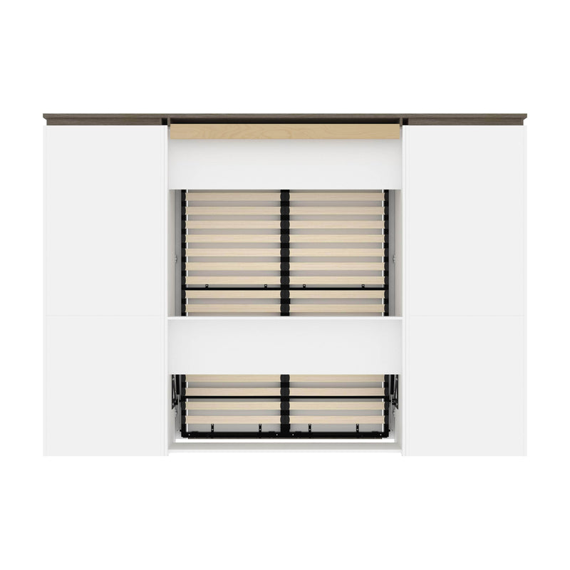 Modubox Murphy Wall Bed Orion 118"W Full Murphy Wall Bed with 2 Storage Cabinets and Pull-Out Shelves - Available in 2 Colours