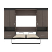 Modubox Murphy Wall Bed Orion 118"W Full Murphy Wall Bed with 2 Storage Cabinets and Pull-Out Shelves - Available in 2 Colours