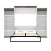 Modubox Murphy Wall Bed Orion 124"W Queen Murphy Wall Bed with 2 Shelving Units - Available in 2 Colours