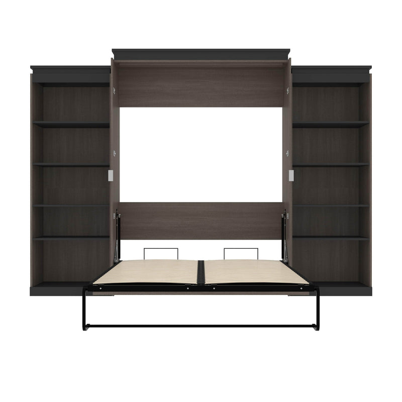 Modubox Murphy Wall Bed Orion 124"W Queen Murphy Wall Bed with 2 Shelving Units - Available in 2 Colours