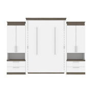 Modubox Murphy Wall Bed Orion 124"W Queen Murphy Wall Bed with 2 Storage Cabinets and Pull-Out Shelves - Available in 2 Colours