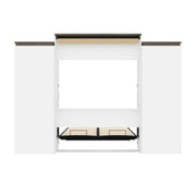 Modubox Murphy Wall Bed Orion 124"W Queen Murphy Wall Bed with 2 Storage Cabinets and Pull-Out Shelves - Available in 2 Colours