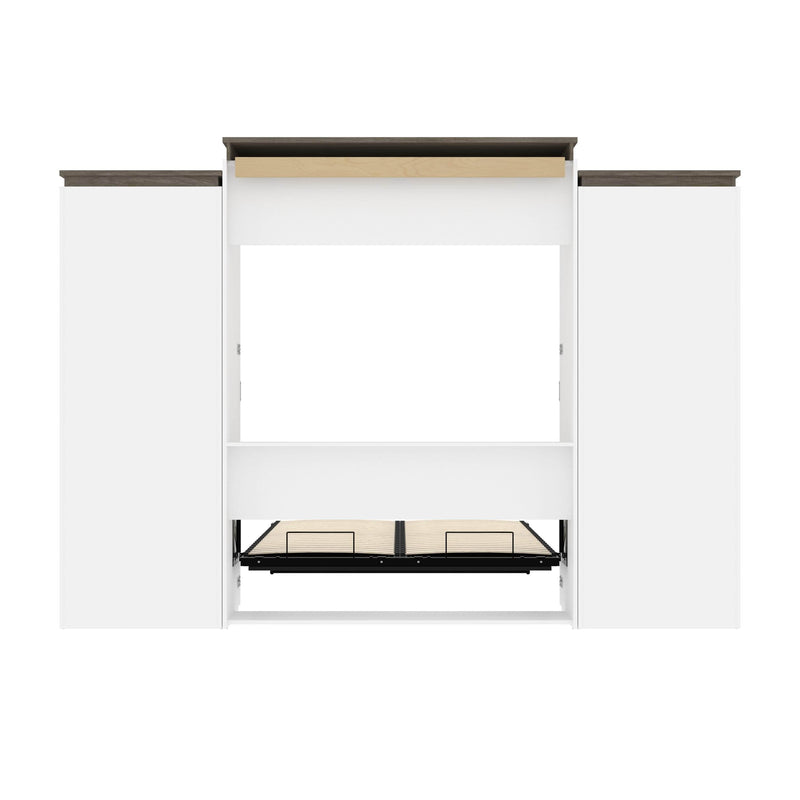 Modubox Murphy Wall Bed Orion 124"W Queen Murphy Wall Bed with 2 Storage Cabinets and Pull-Out Shelves - Available in 2 Colours