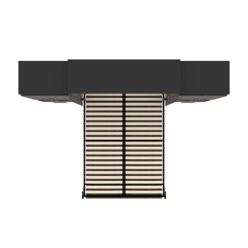 Modubox Murphy Wall Bed Orion 124"W Queen Murphy Wall Bed with 2 Storage Cabinets and Pull-Out Shelves - Available in 2 Colours