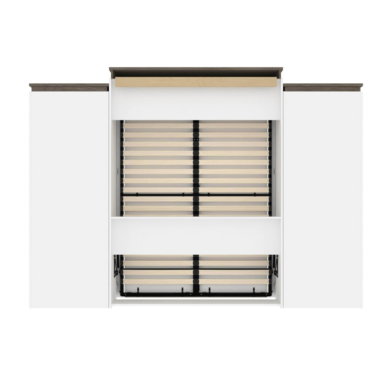 Modubox Murphy Wall Bed Orion 124"W Queen Murphy Wall Bed with 2 Storage Cabinets and Pull-Out Shelves - Available in 2 Colours