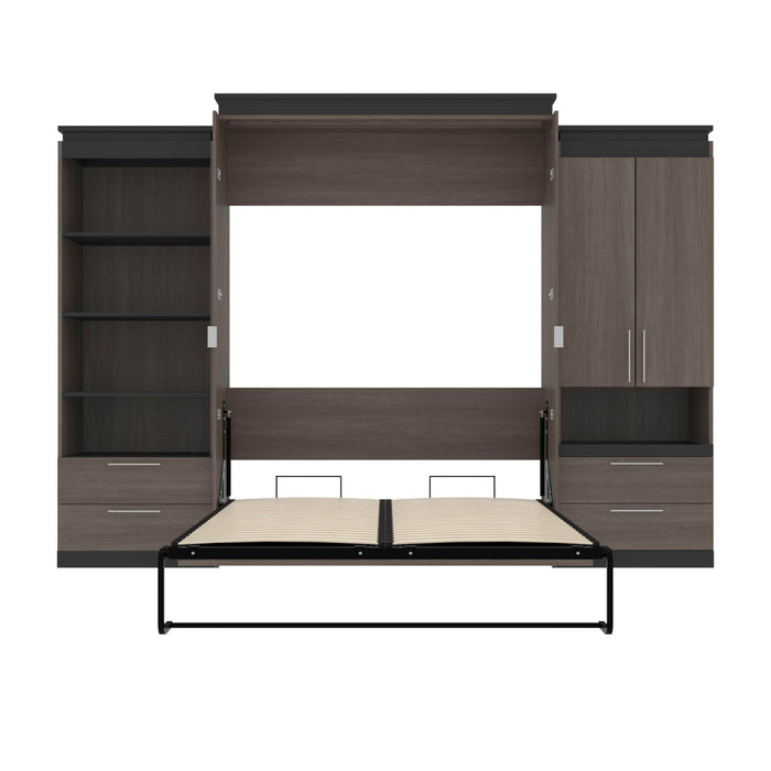 Modubox Murphy Wall Bed Orion 124"W Queen Murphy Wall Bed with Multifunctional Storage and Drawers - Available in 2 Colours