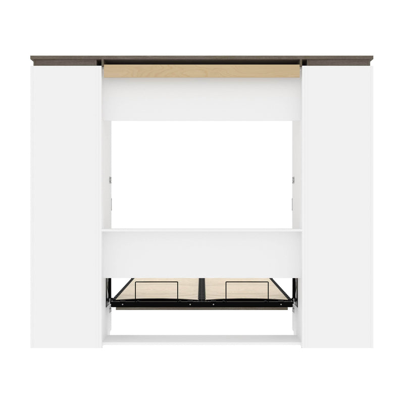 Modubox Murphy Wall Bed Orion 98"W Full Murphy Wall Bed with 2 Narrow Shelving Units and Drawers - Available in 2 Colours