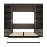 Modubox Murphy Wall Bed Orion 98"W Full Murphy Wall Bed with 2 Narrow Shelving Units and Drawers - Available in 2 Colours