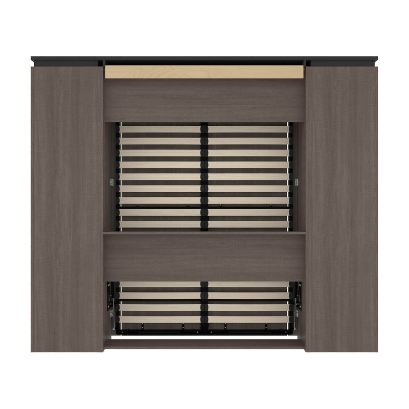 Modubox Murphy Wall Bed Orion 98"W Full Murphy Wall Bed with 2 Narrow Shelving Units and Drawers - Available in 2 Colours