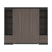 Modubox Murphy Wall Bed Orion 98"W Full Murphy Wall Bed with 2 Narrow Shelving Units and Drawers - Available in 2 Colours