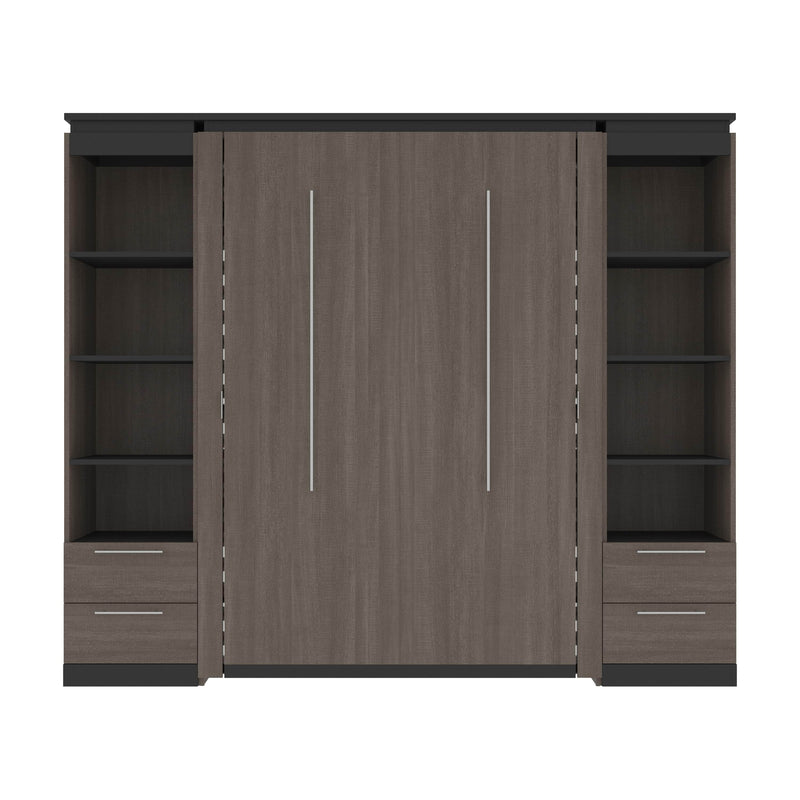 Modubox Murphy Wall Bed Orion 98"W Full Murphy Wall Bed with 2 Narrow Shelving Units and Drawers - Available in 2 Colours