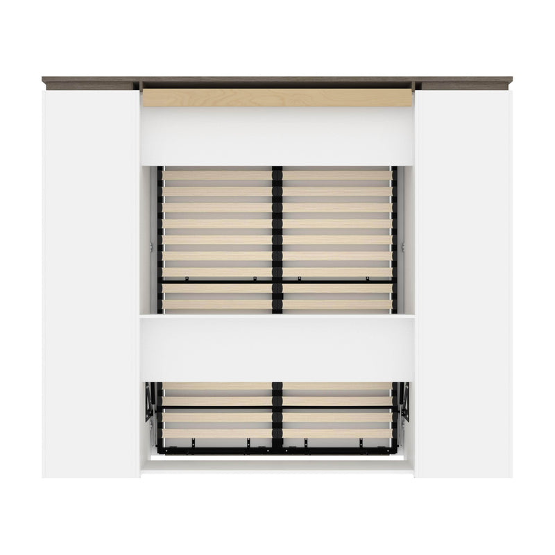 Modubox Murphy Wall Bed Orion 98"W Full Murphy Wall Bed with 2 Storage Cabinets and Pull-Out Shelves - Available in 2 Colours