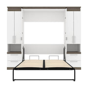 Modubox Murphy Wall Bed Orion 98"W Full Murphy Wall Bed with 2 Storage Cabinets and Pull-Out Shelves - Available in 2 Colours