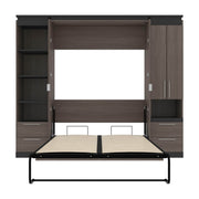 Modubox Murphy Wall Bed Orion 98"W Full Murphy Wall Bed with Narrow Storage Solutions and Drawers - Available in 2 Colours