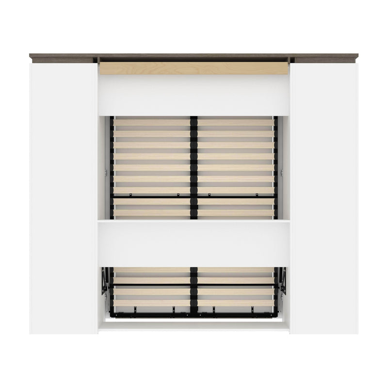 Modubox Murphy Wall Bed Orion 98"W Full Murphy Wall Bed with Narrow Storage Solutions and Drawers - Available in 2 Colours