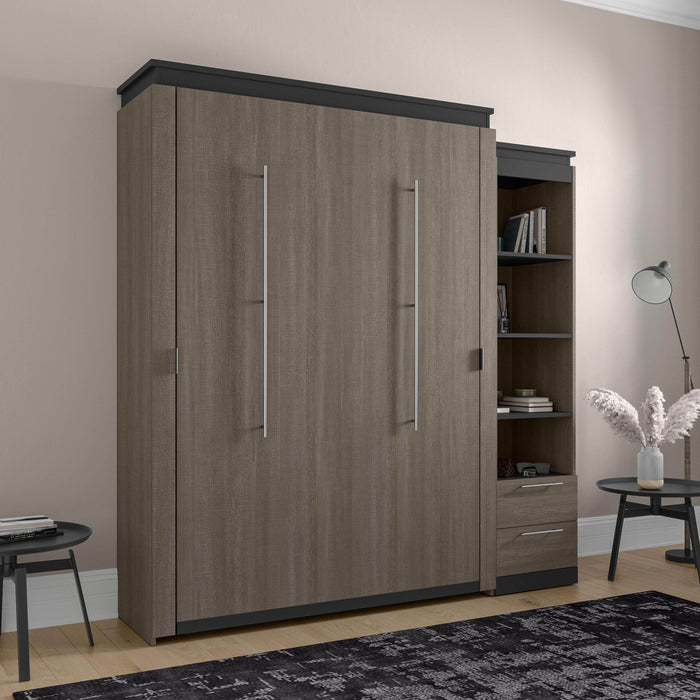 Modubox Murphy Wall Bed Orion Queen Murphy Wall Bed with Narrow Shelving Unit and Drawers - Available in 2 Colours