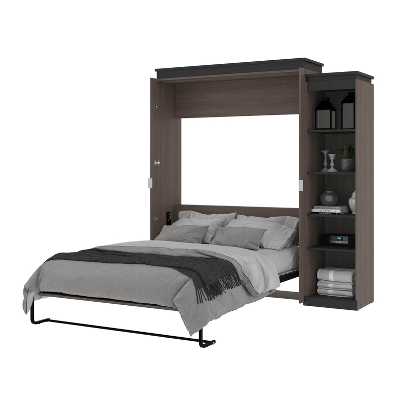 Modubox Murphy Wall Bed Orion Queen Murphy Wall Bed with Narrow Shelving Unit - Available in 2 Colours