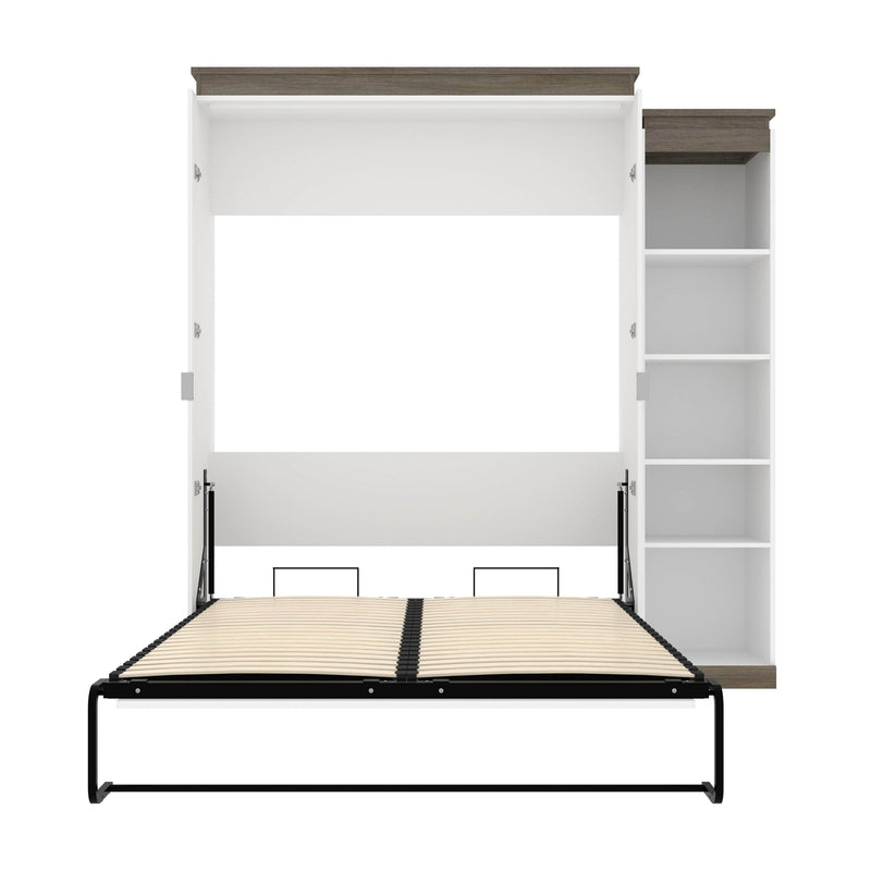 Modubox Murphy Wall Bed Orion Queen Murphy Wall Bed with Narrow Shelving Unit - Available in 2 Colours