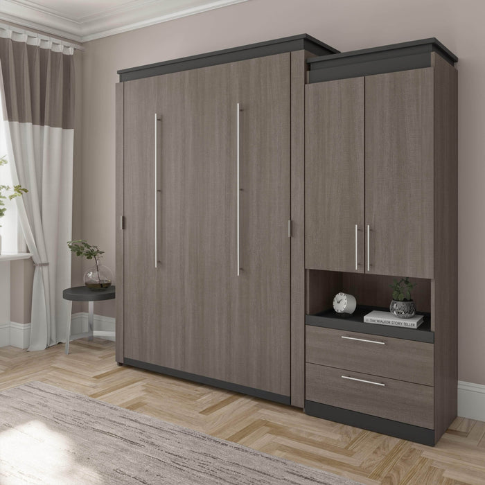 Modubox Murphy Wall Bed Orion Queen Wall Murphy Bed with Storage Cabinet and Pull-Out Shelf - Available in 2 Colours