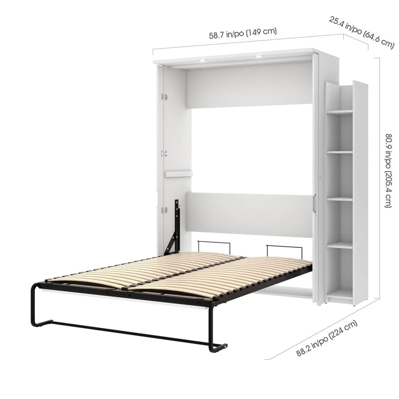 Modubox Murphy Wall Bed White Lumina Full Murphy Wall Bed and 1 Storage Unit (69”) - White
