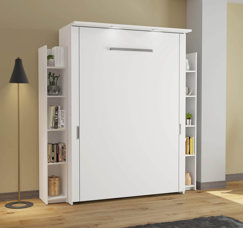 Modubox Murphy Wall Bed White Lumina Full Murphy Wall Bed and 2 Storage Units (79”) - White