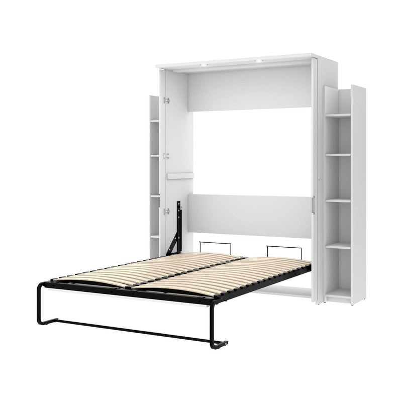 Modubox Murphy Wall Bed White Lumina Full Murphy Wall Bed and 2 Storage Units (79”) - White